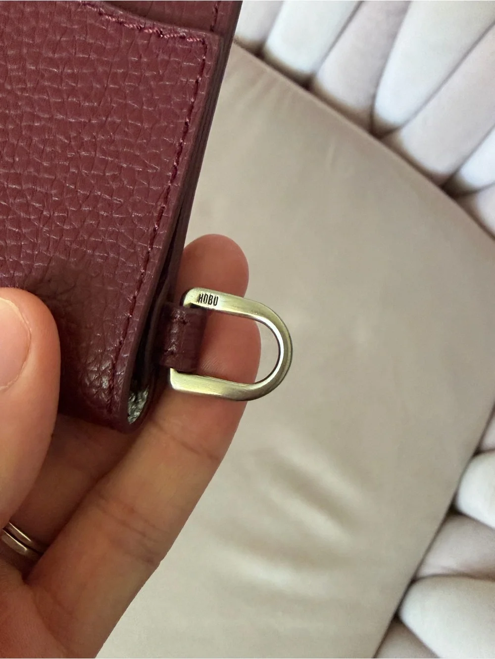 HOBO International Burgundy Pebble Leather Pouch